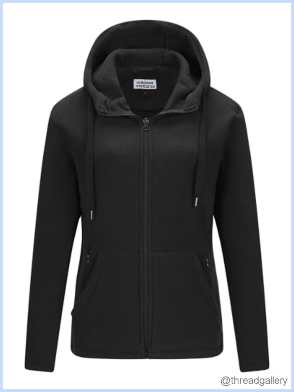 Women's Hooded Polar Fleece Zip Up Jacket 6 Pockets